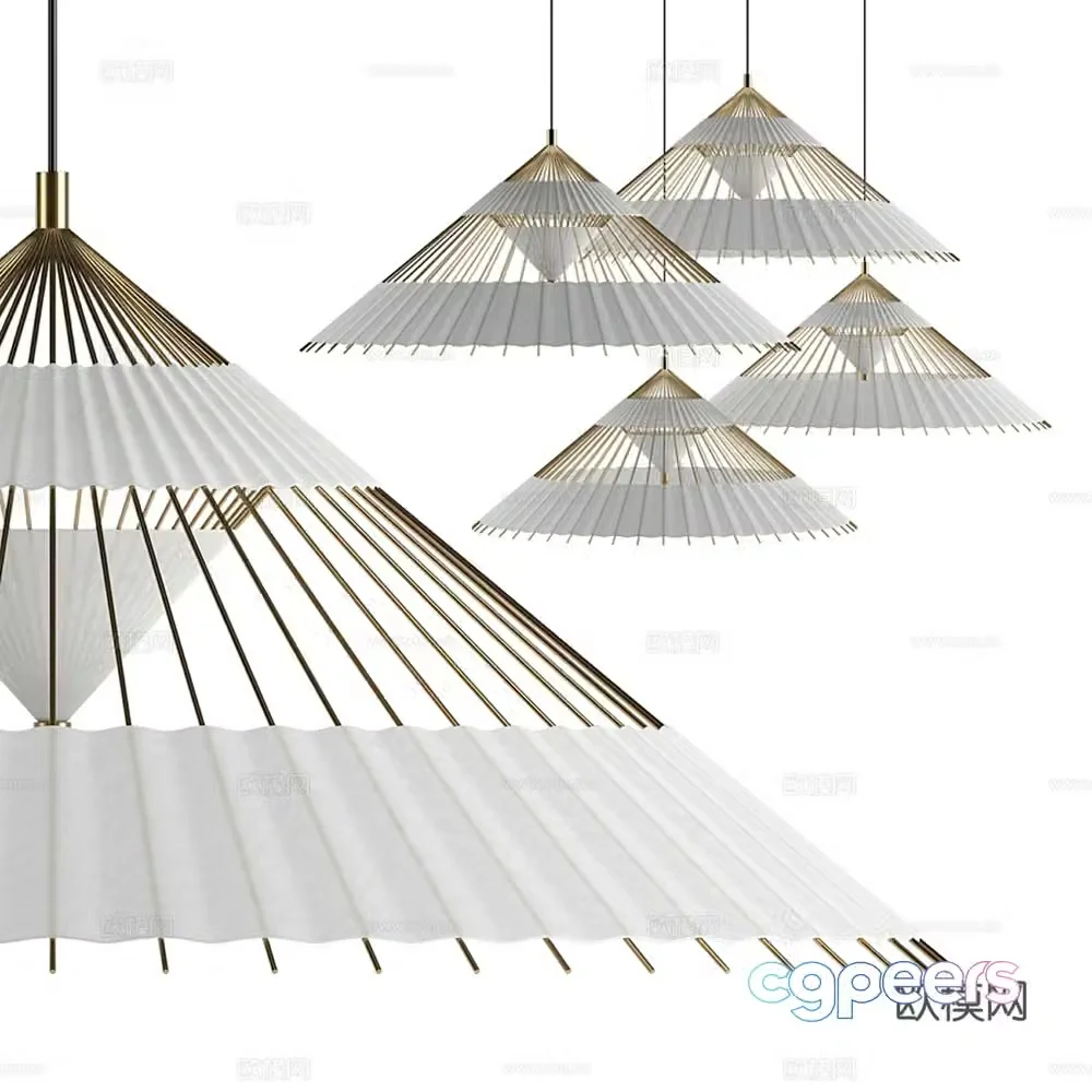 Modern umbrella chandelier 3d model