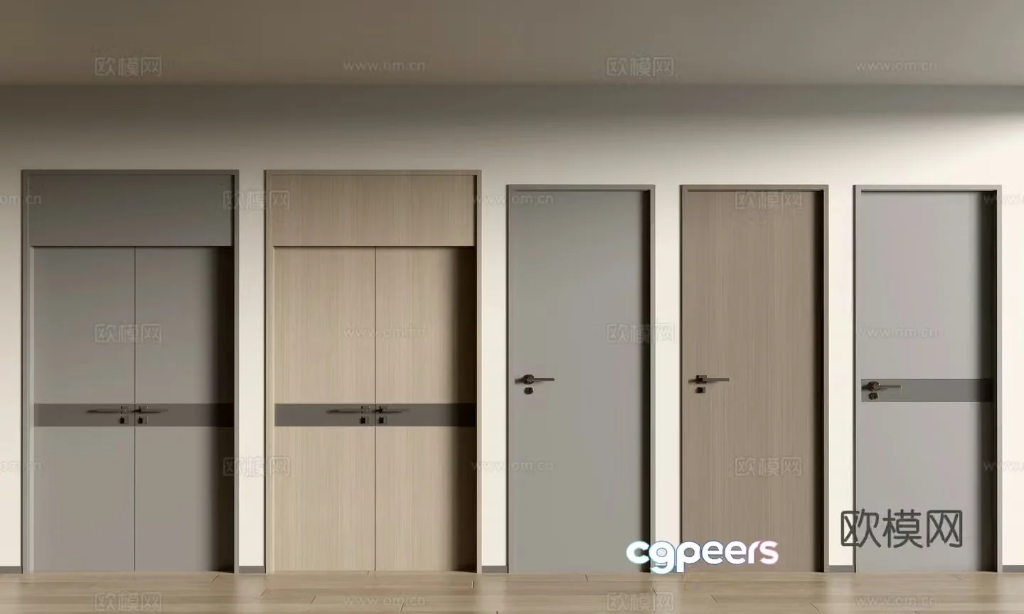 Modern single door bedroom door double door entrance door 3d model