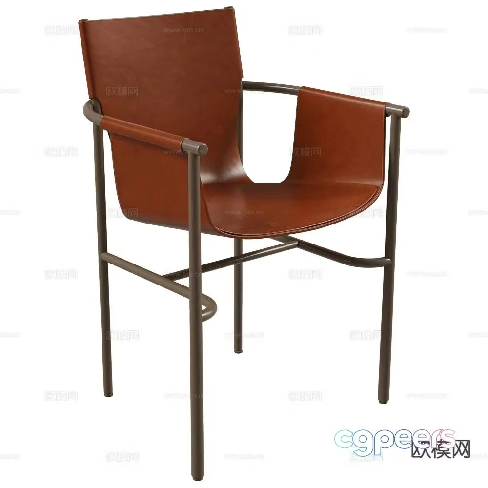 Castelli Italian leather chair dining chair leisure chair 3d model