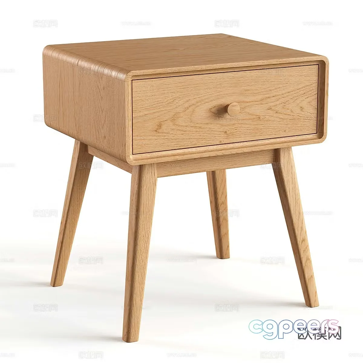New Chinese style log bedside table 3D model