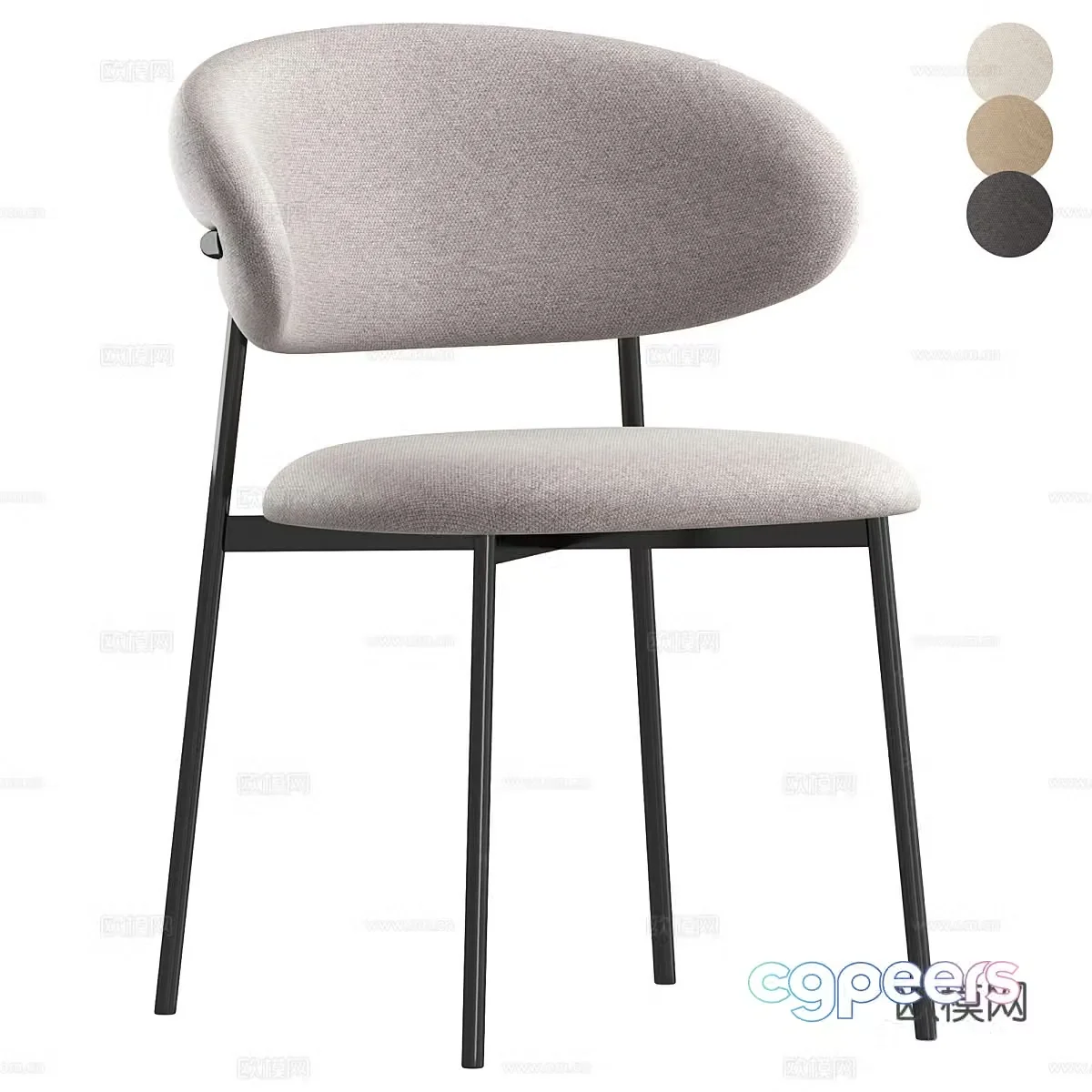 Modern single chair dining chair book chair 3d model