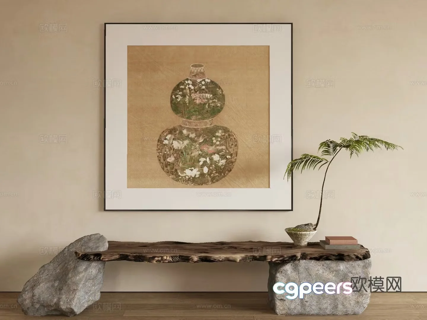 New Chinese style gourd painting decorative painting 3d model