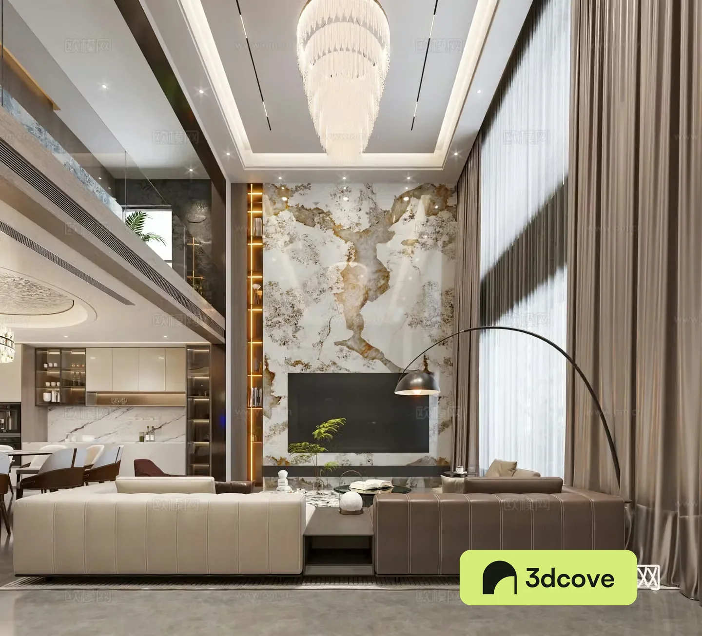 Modern living and dining room