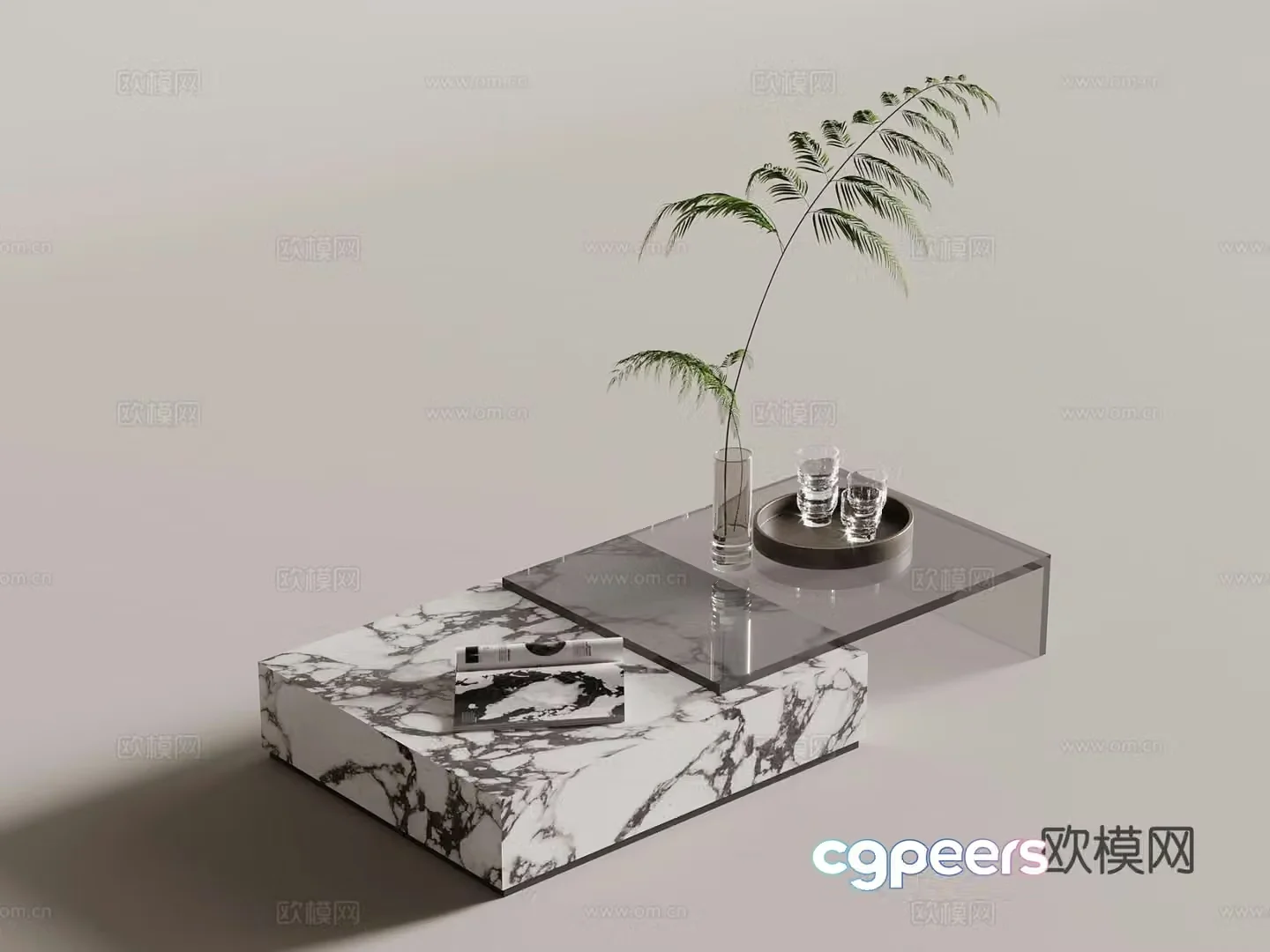 Modern double coffee table 3d model