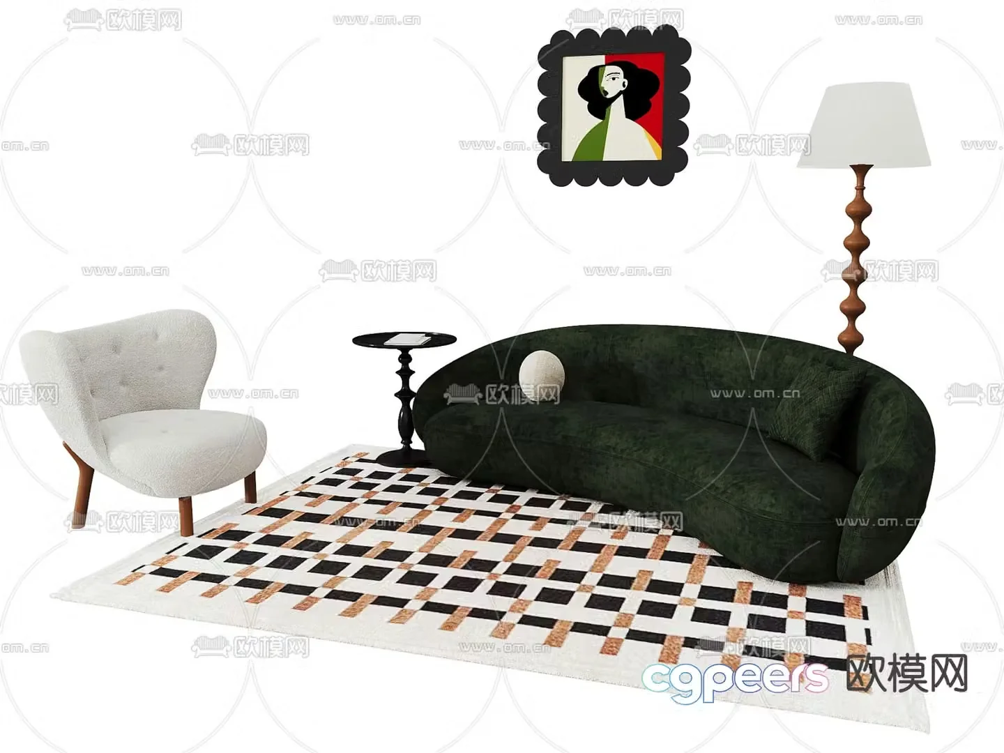 Medieval style sofa curved sofa 3d model
