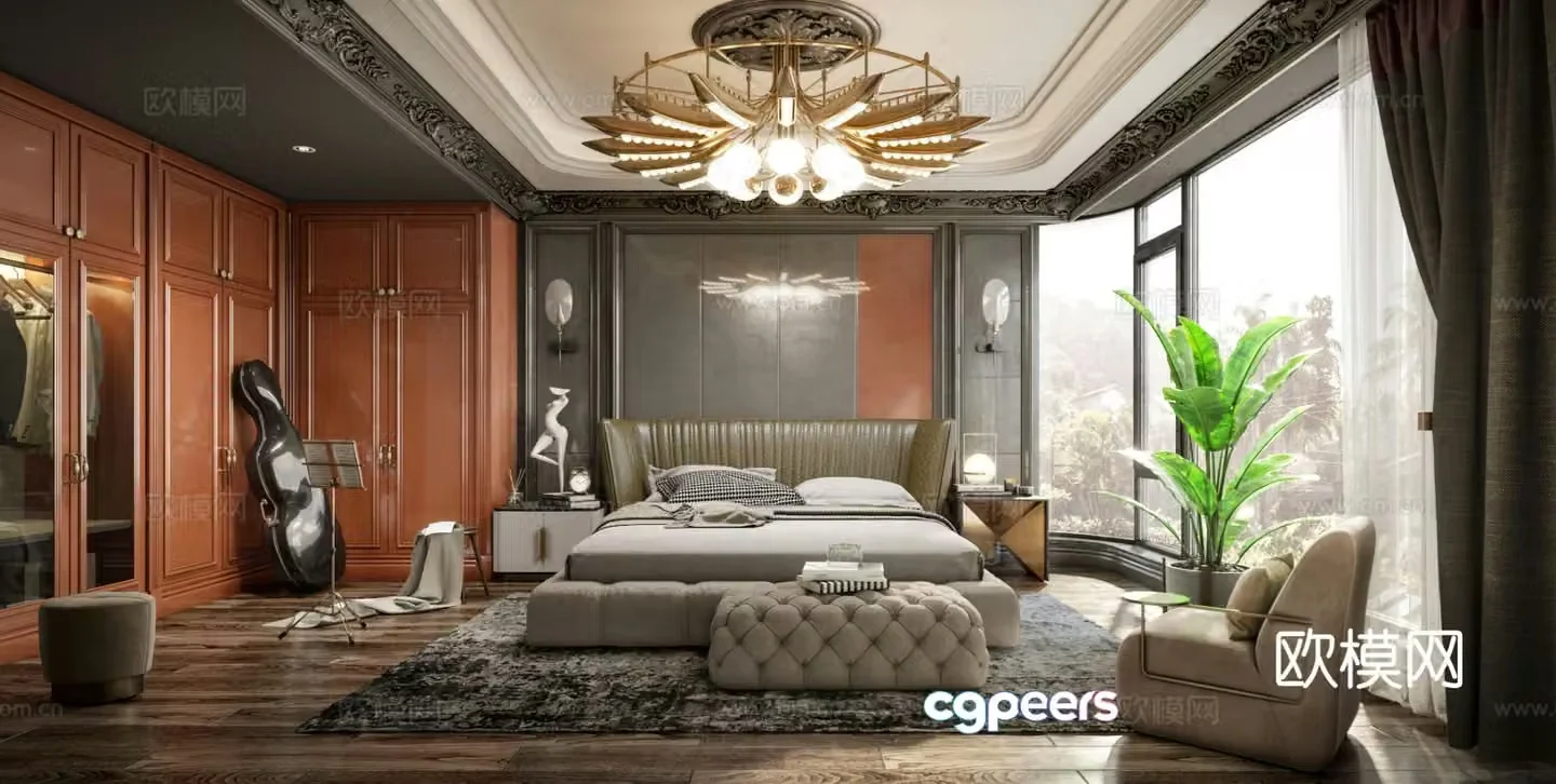 Light luxury bedroom master bedroom 3d model