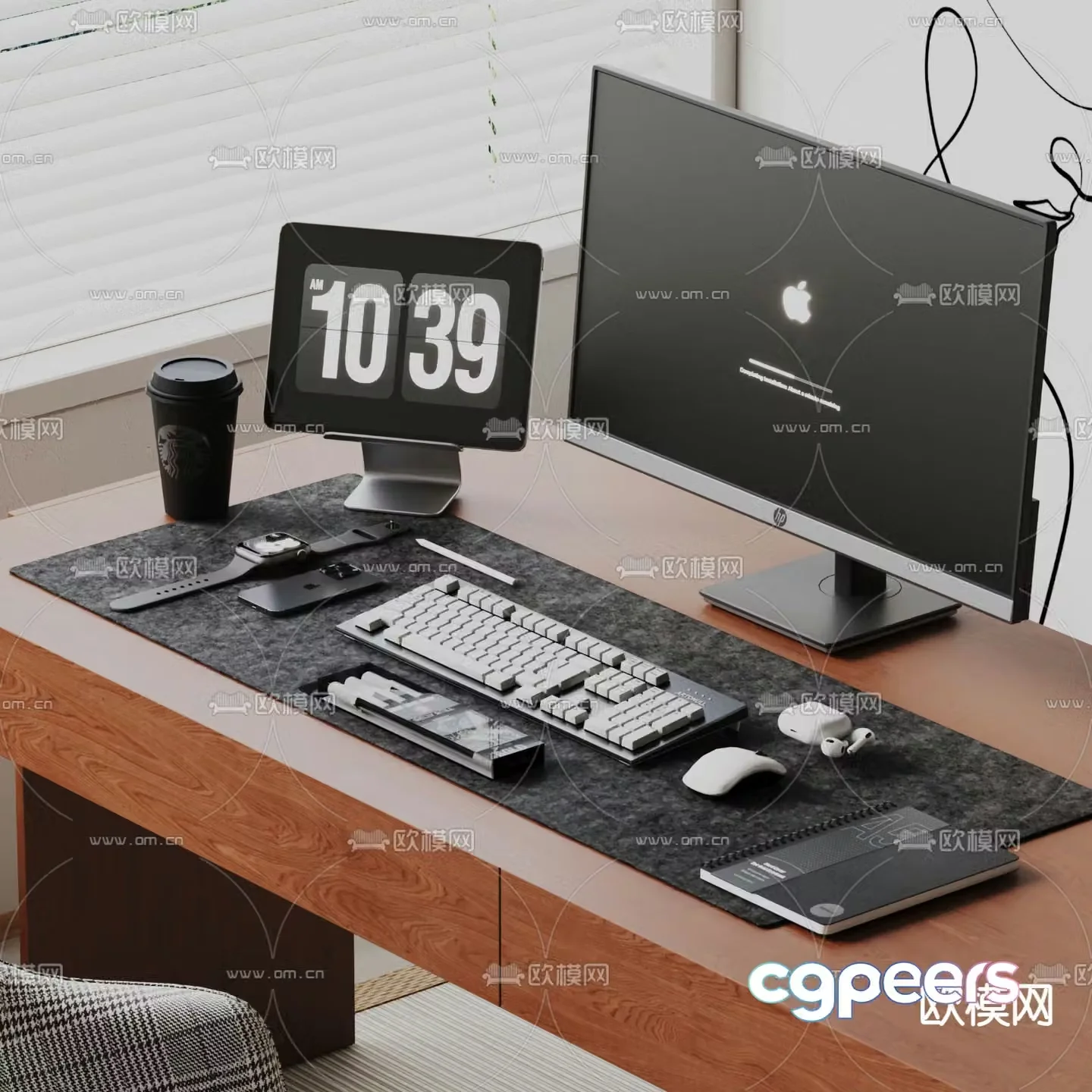 Office supplies computer keyboard mobile phone 3d model