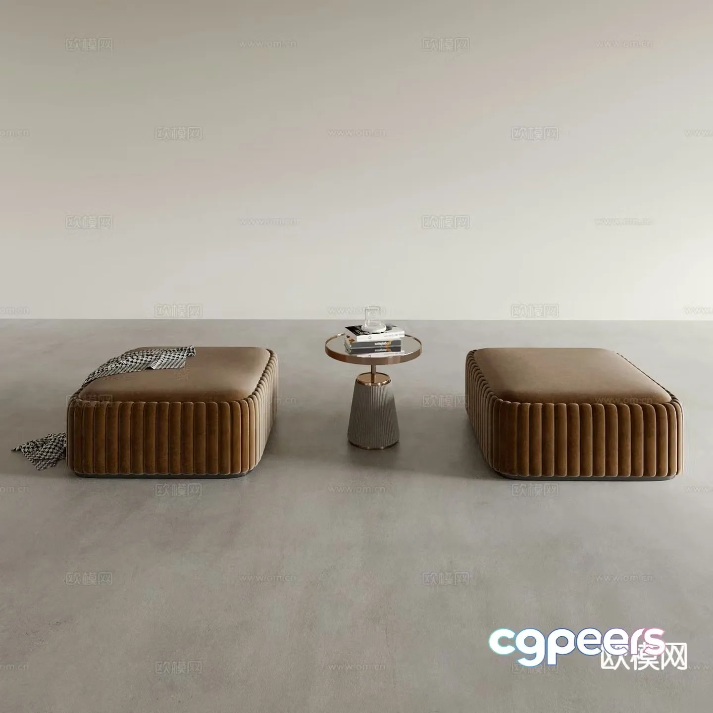 Modern stool square stool sofa stool round table 3d model