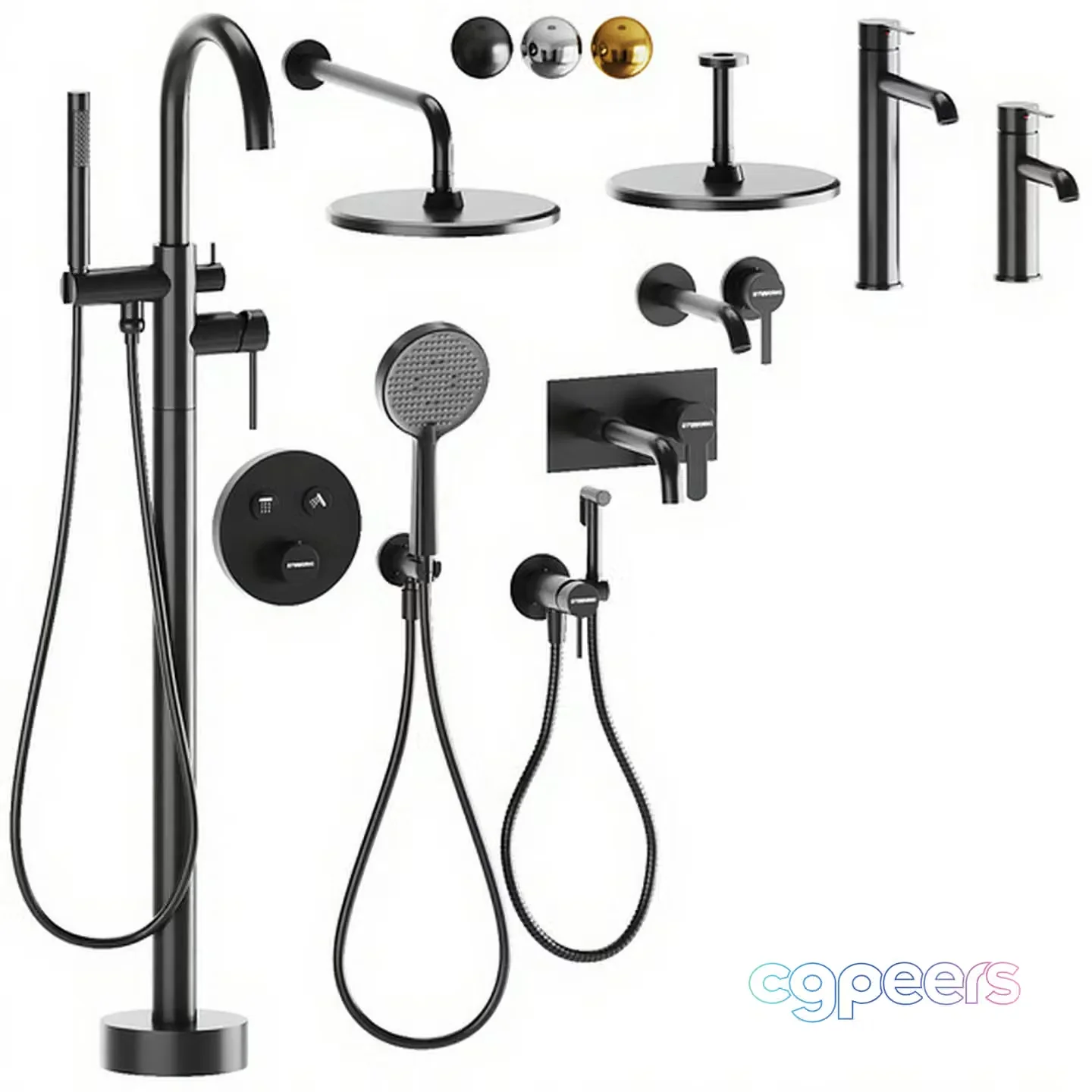 A Bathroom Faucet Set 3D Model – 9611 – CORONA Render