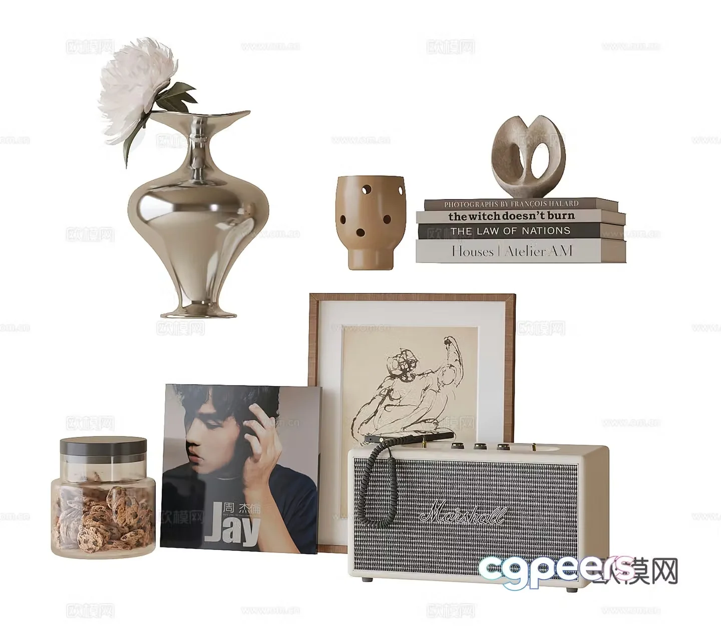 Modern jewelry ornaments combination Decorative ornaments Book 3D model