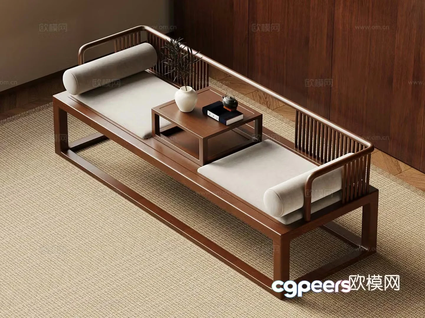 34 New Chinese Arhat Bed Bottom Stool Shoe Change Stool 3D Model