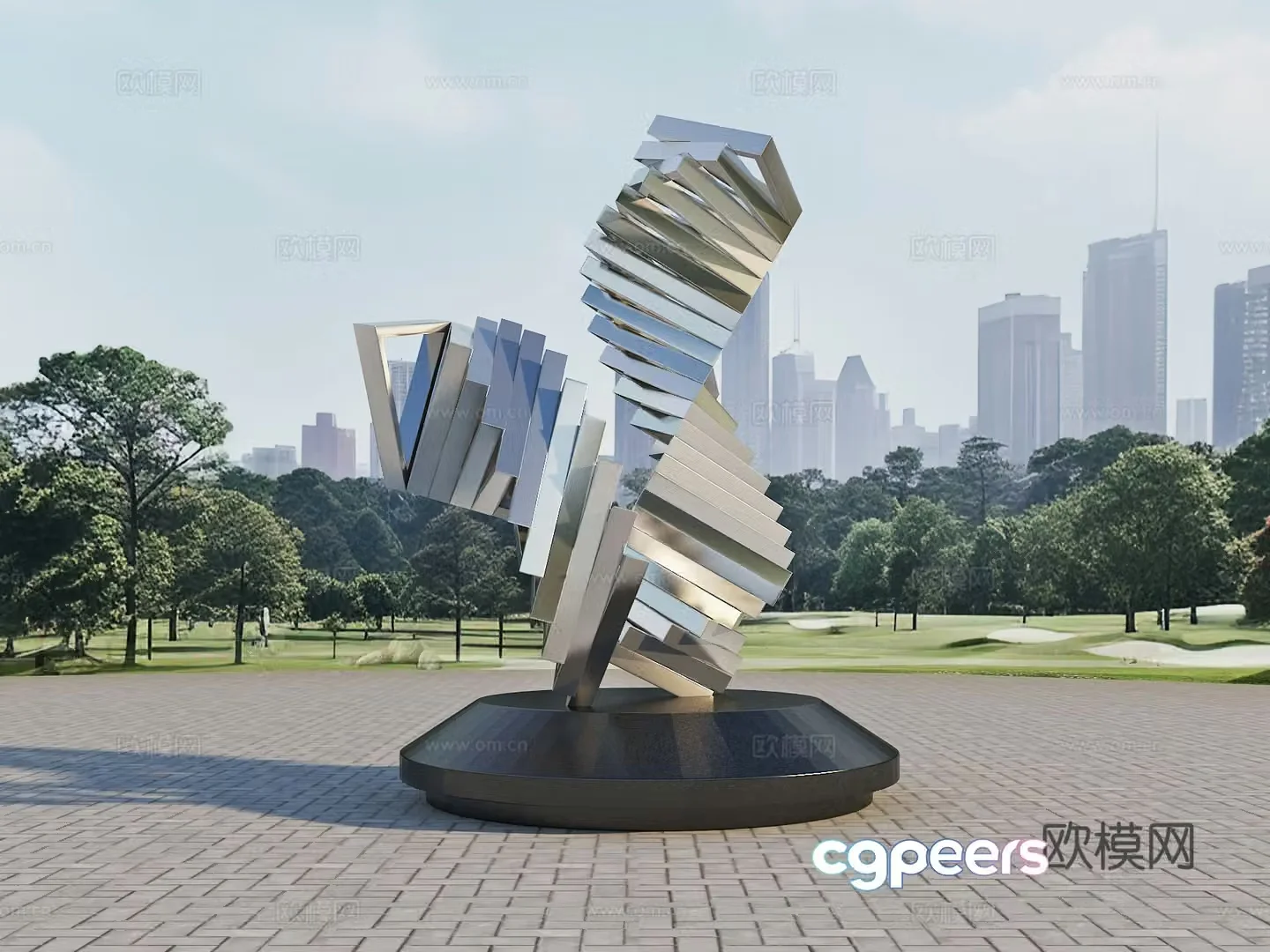 Square installation Sculpture Landscape Art sketch 3d model