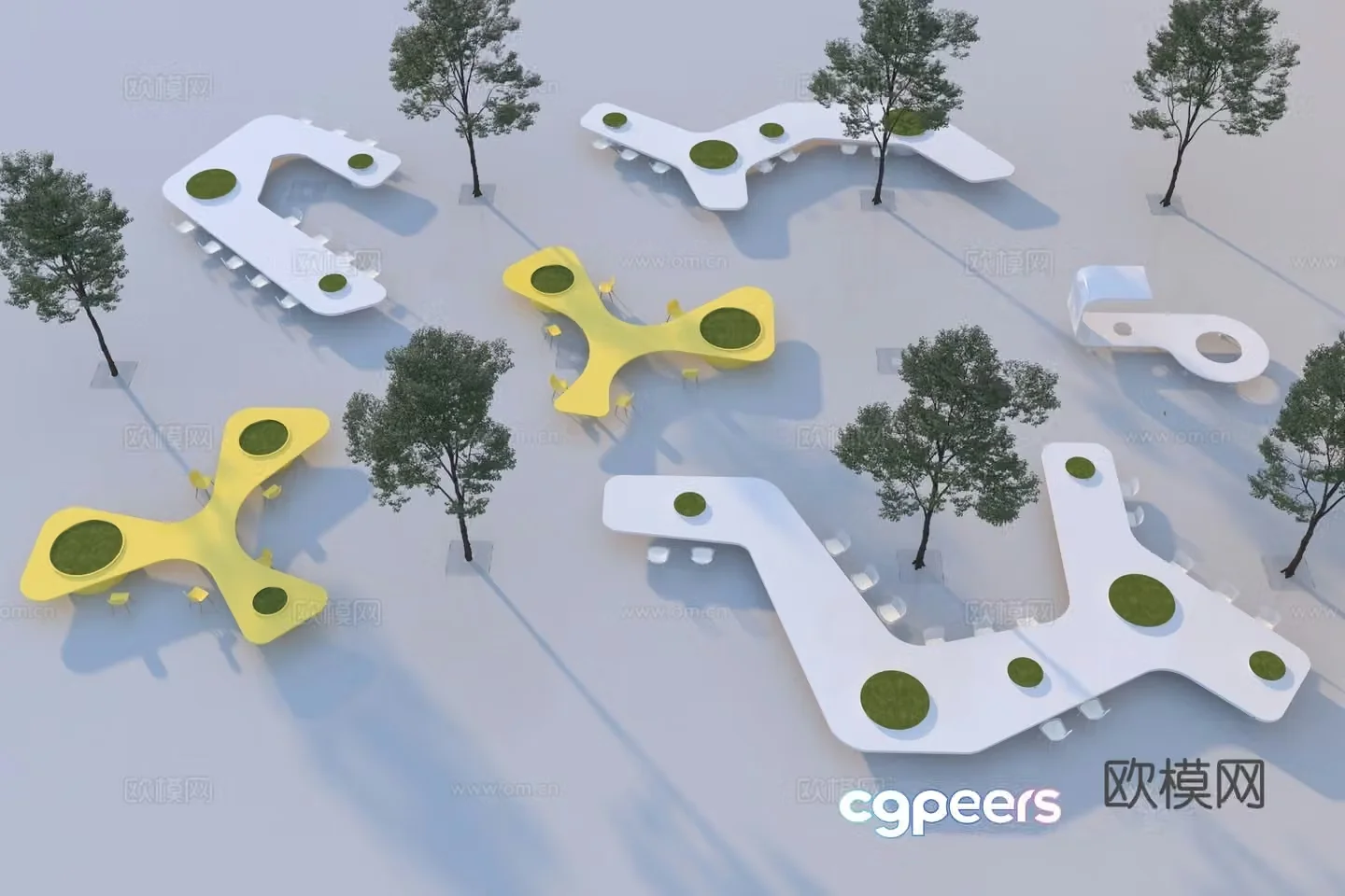 Modern outdoor landscape seat 3d model