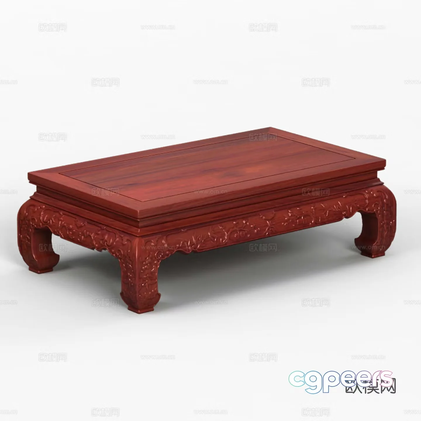 Chinese sofa tea table carved shape solid wood mahogany 3D model