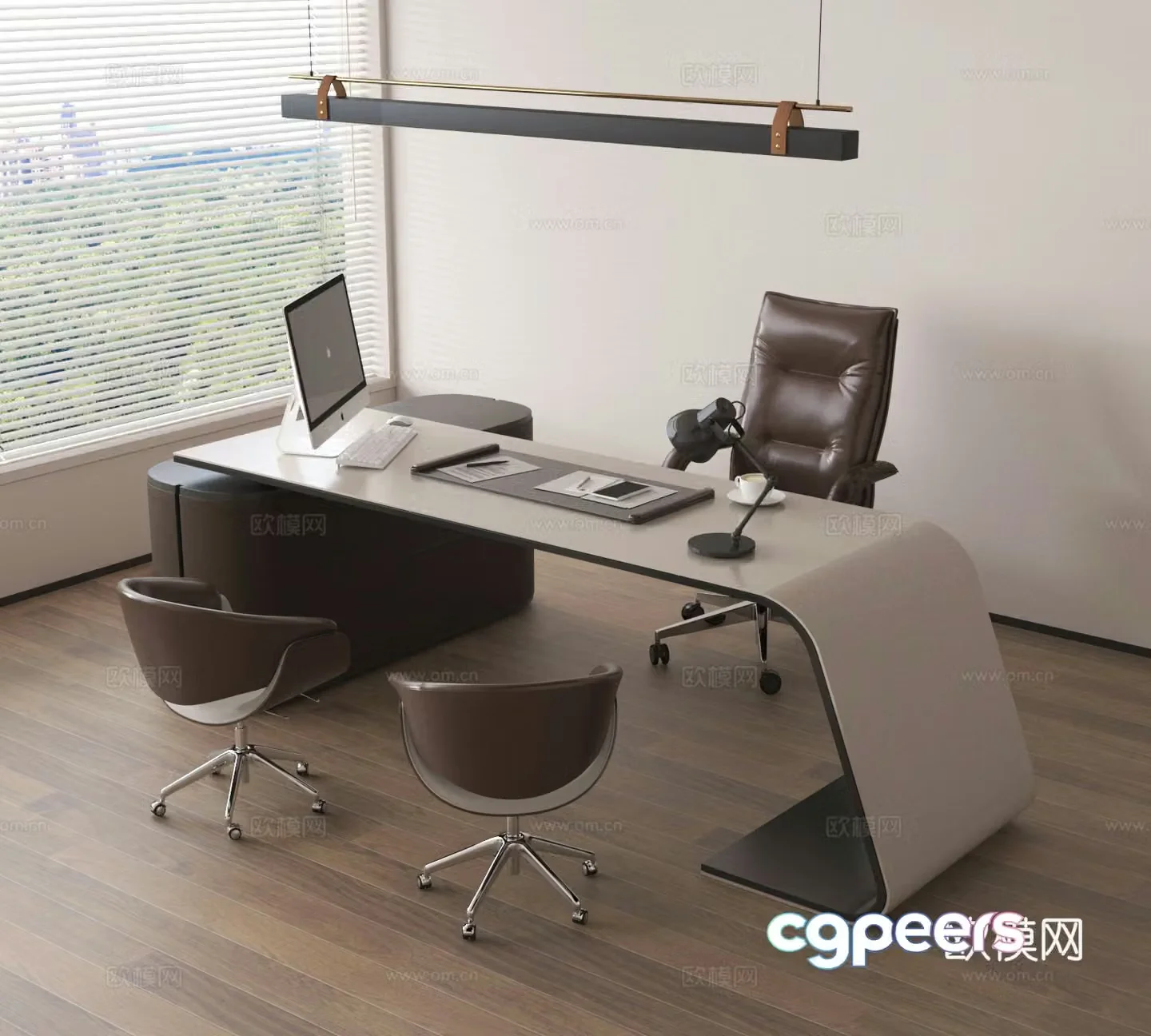 Office desk supervisor desk chair manager desk desk desk chair station 3d model