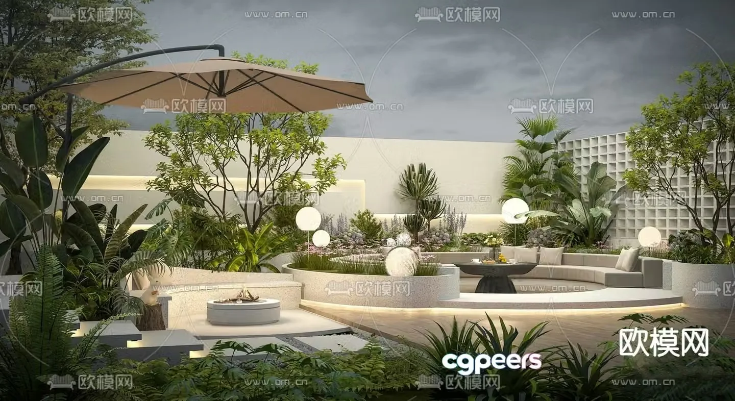 Home courtyard courtyard landscape 3d model