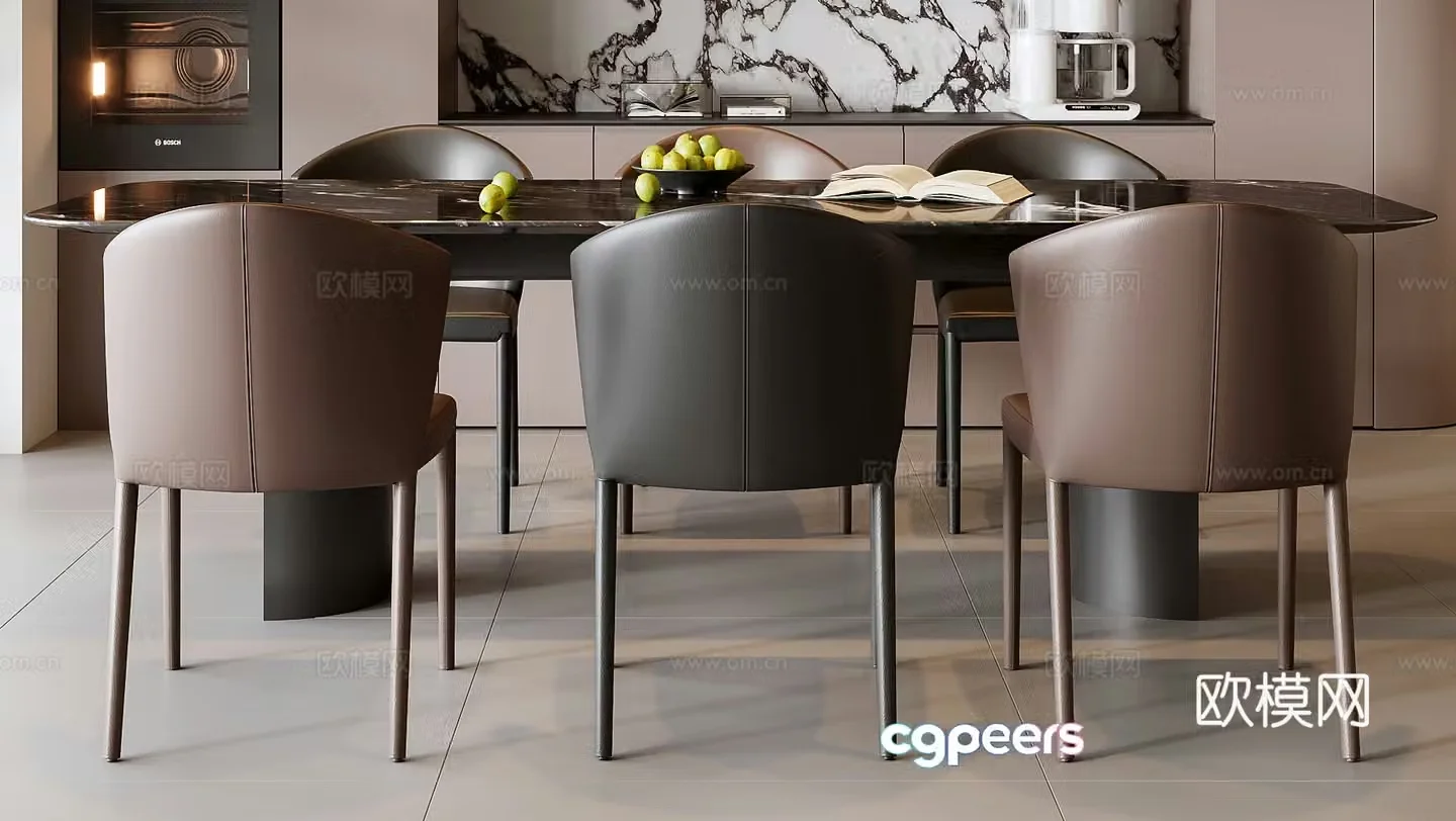 Italian dining table and chair 3D model