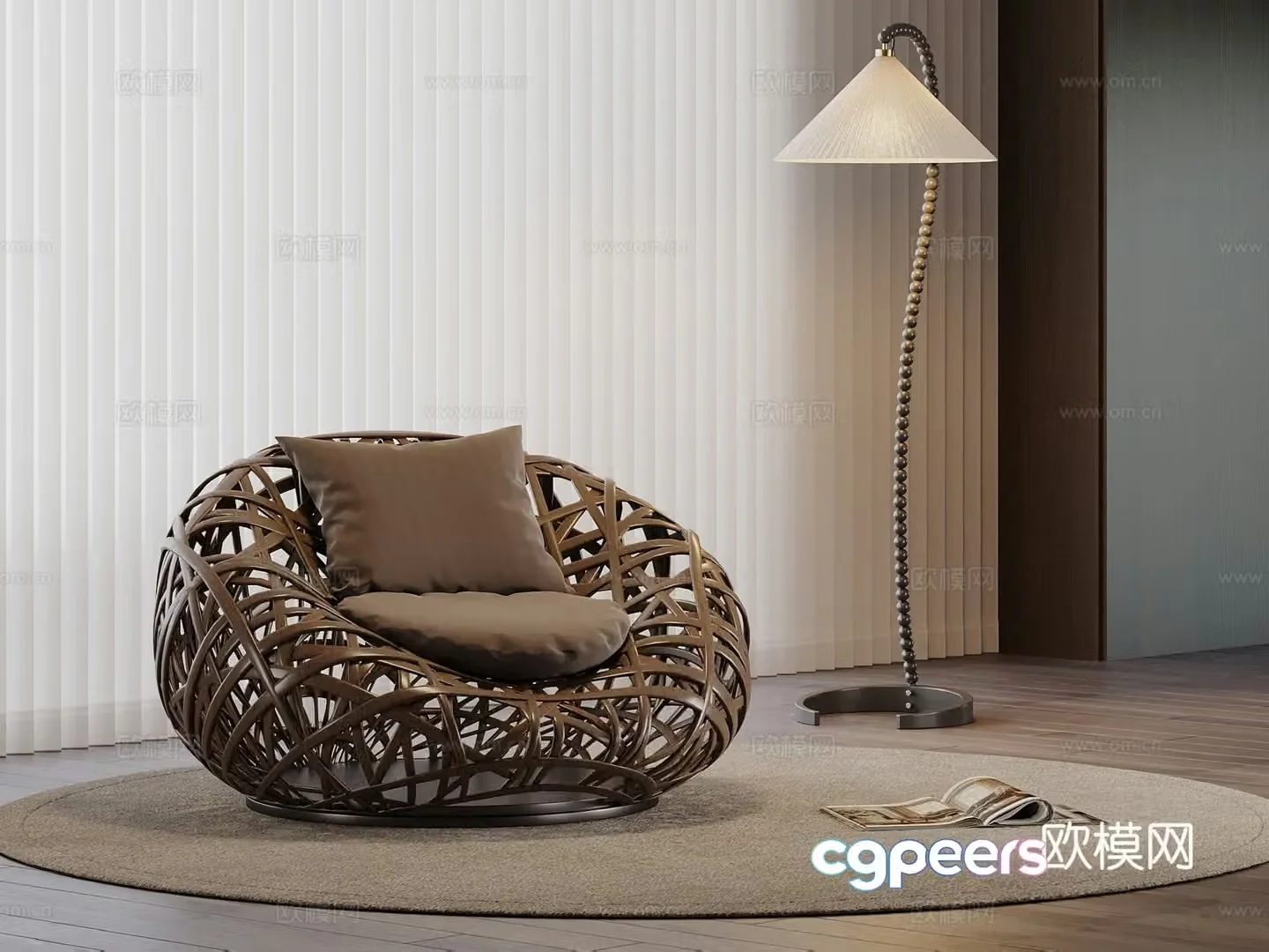 Wasabi Fengjii-woven leisure chair floor lamp 3d model