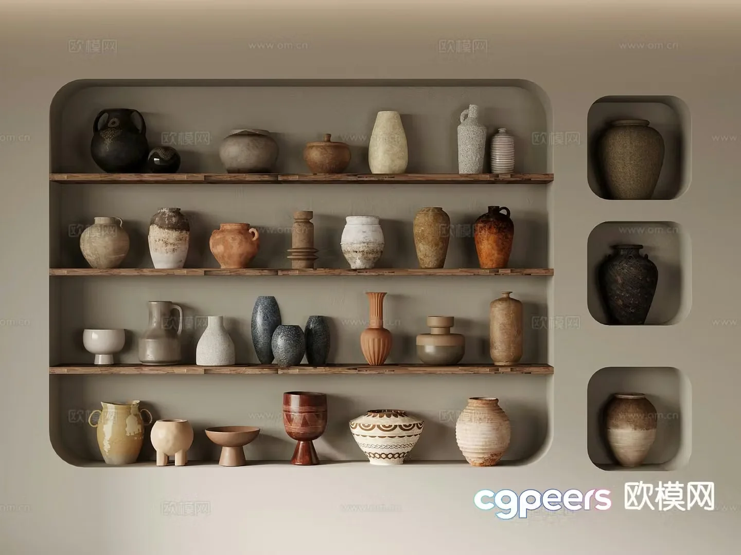 Wabi-sabi pottery jar earthen bowl porcelain 3d model