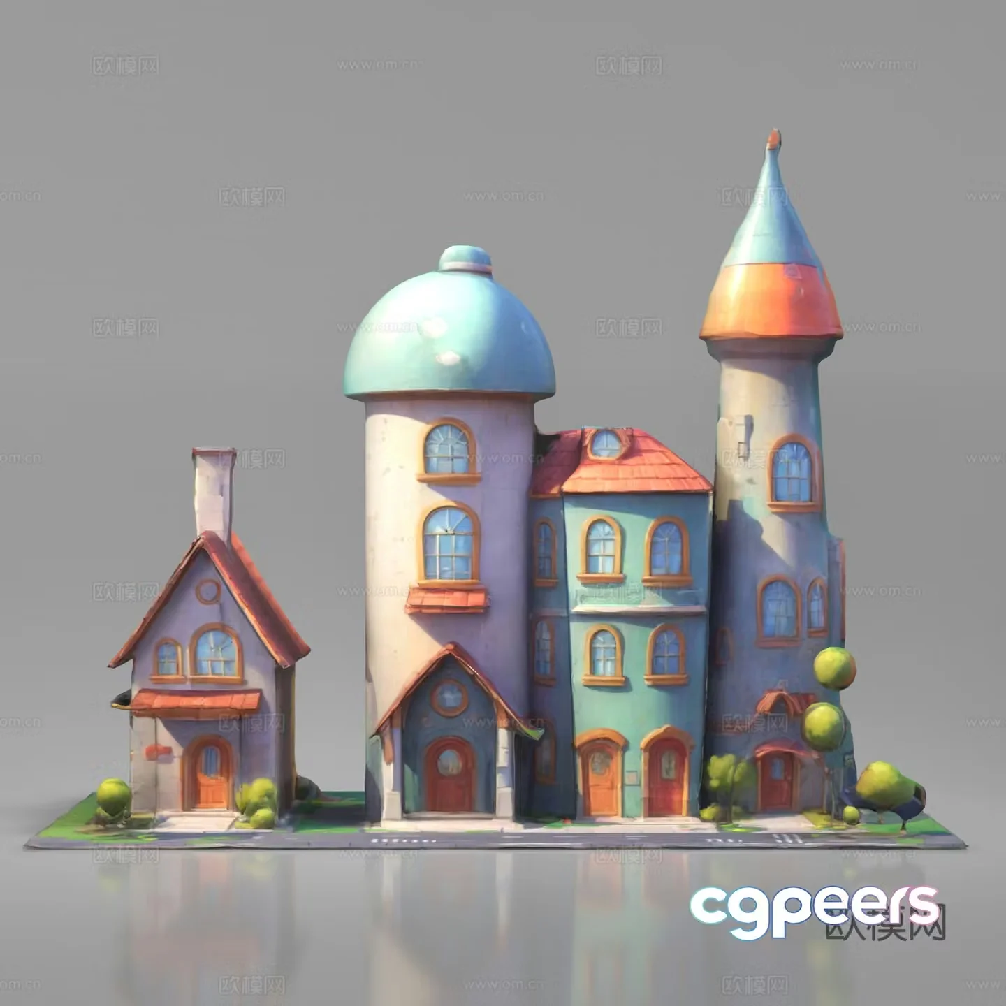 Cartoon Game Anime Building Low-Side Building Villa Hut 3D Model