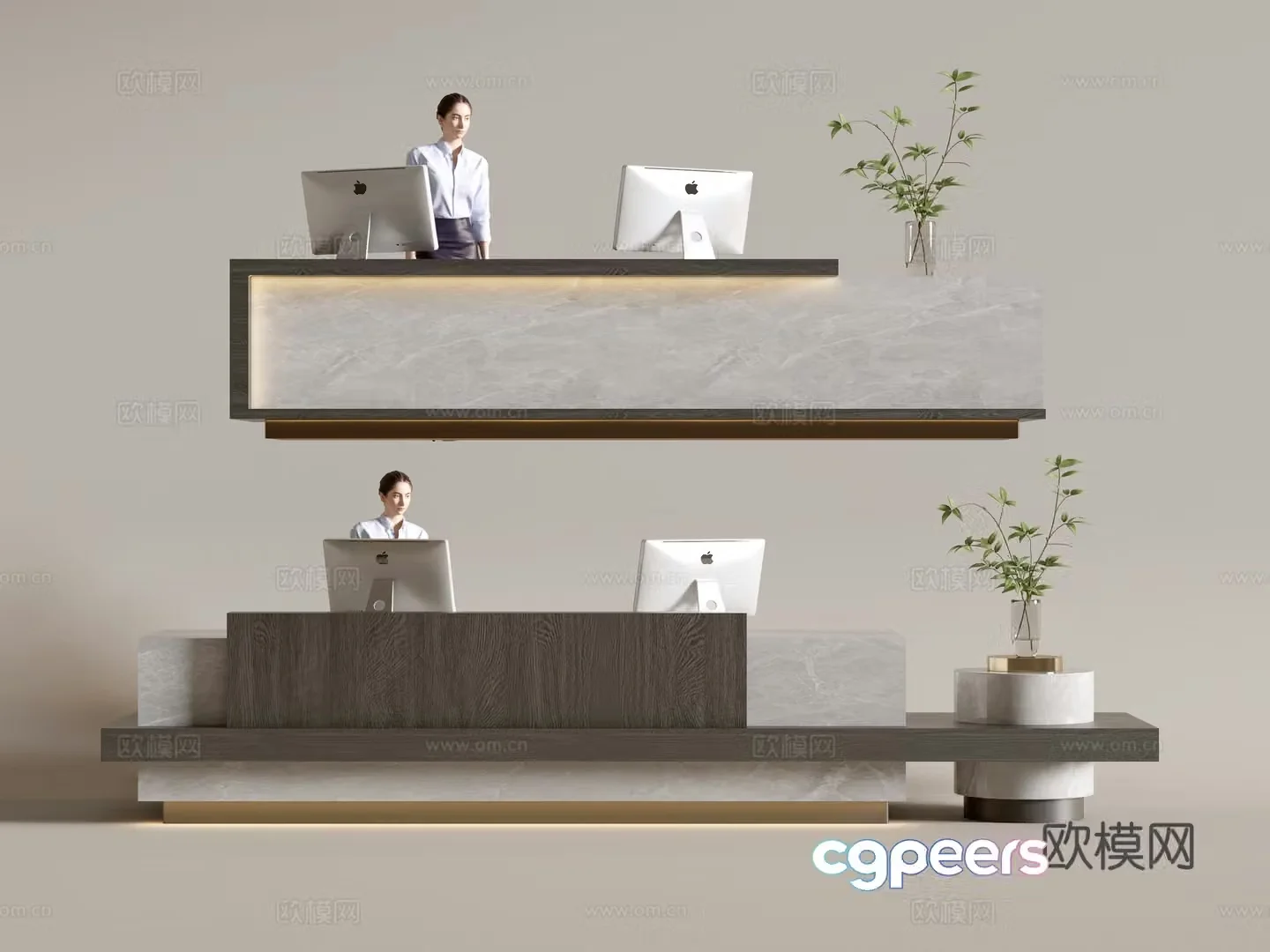 Modern front desk reception desk service desk 3d model