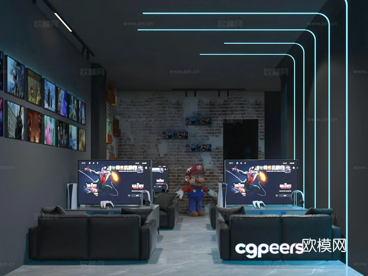 Modern entertainment console game experience hall 3D model