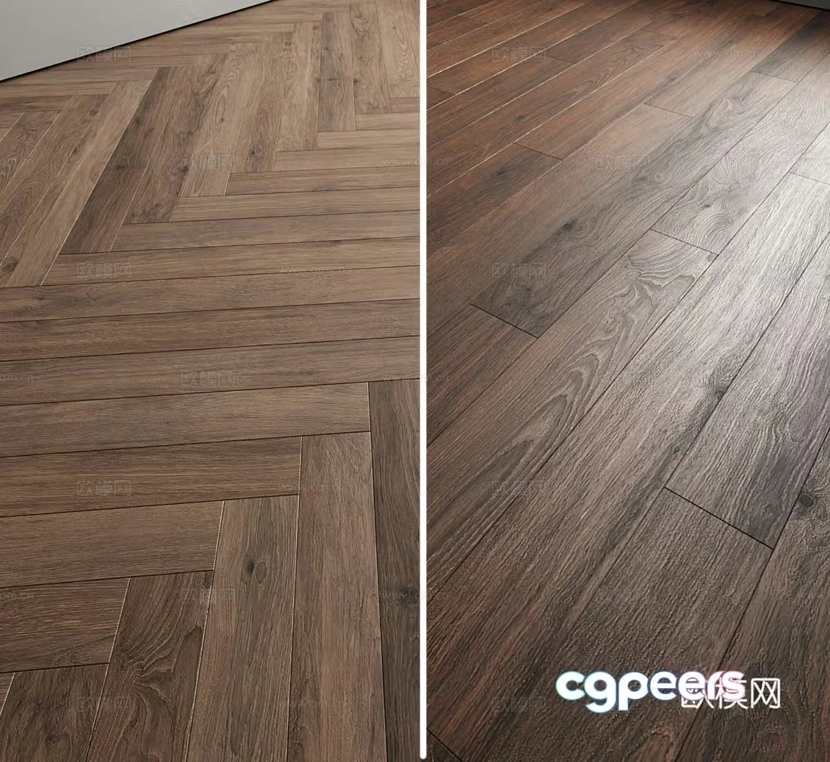 Wood floor Herringbone wood flooring Medium old wood flooring 3d model