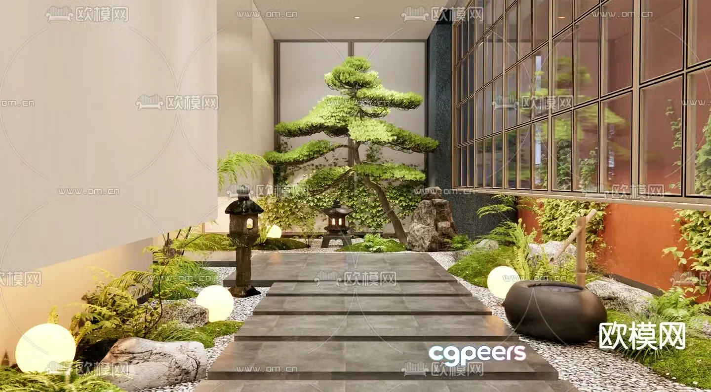 New Chinese style aisle landscape plant landscaping 3D model