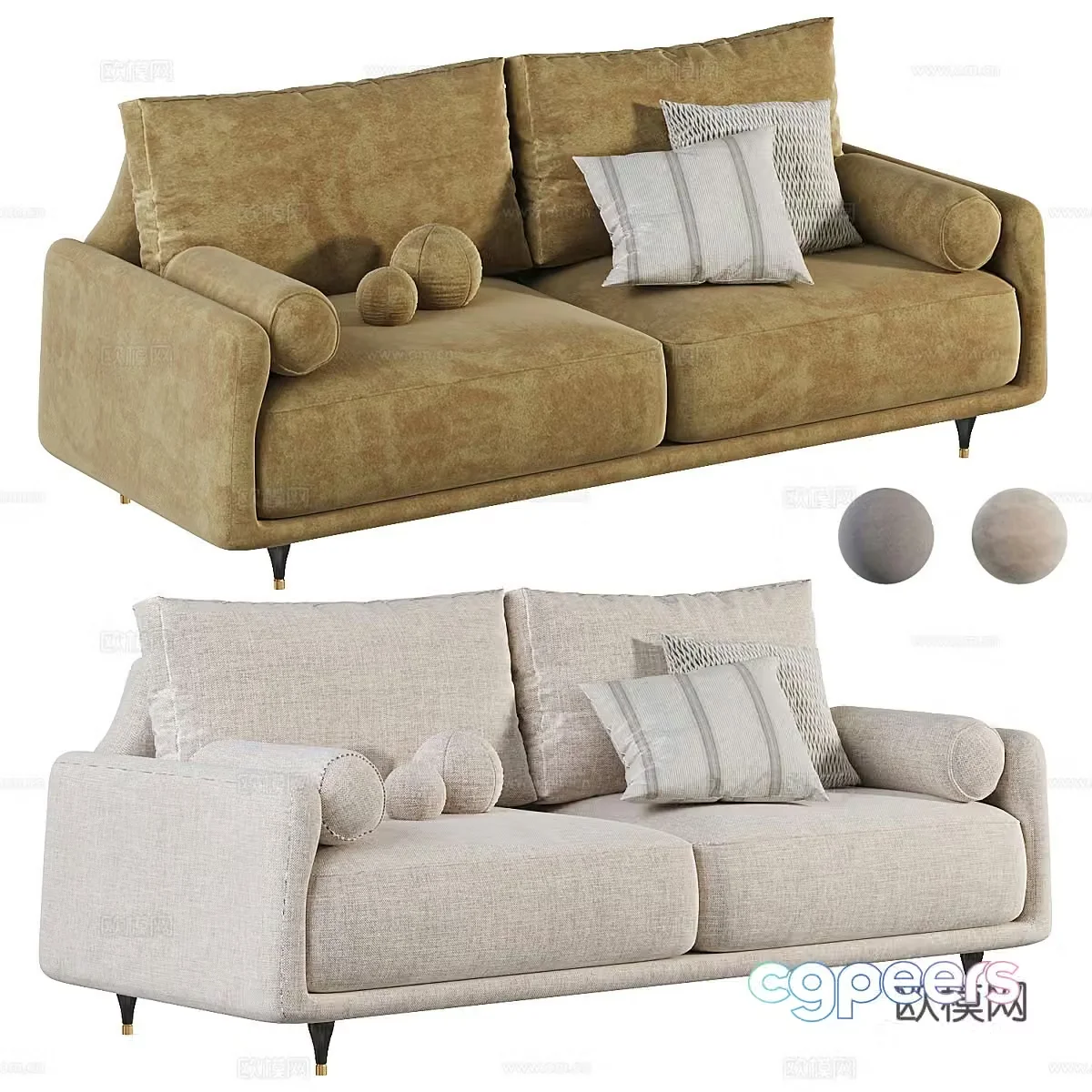 Modern Cream Style Elliot Casual Sofa 3D Model