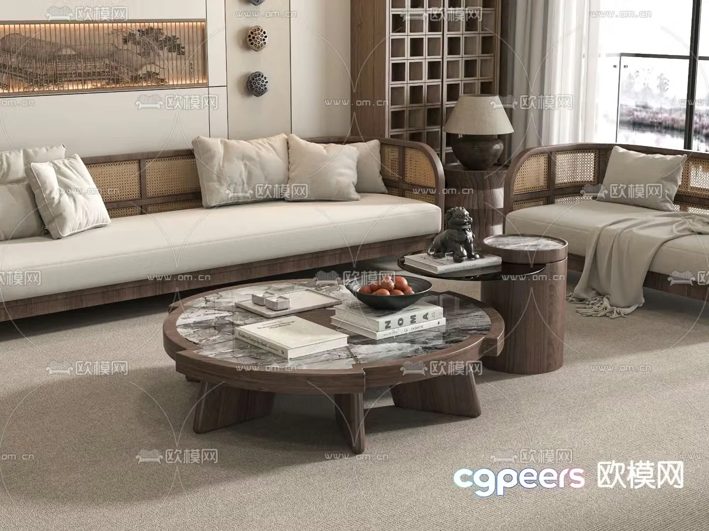 Wabi-sabi sofa set 3d model