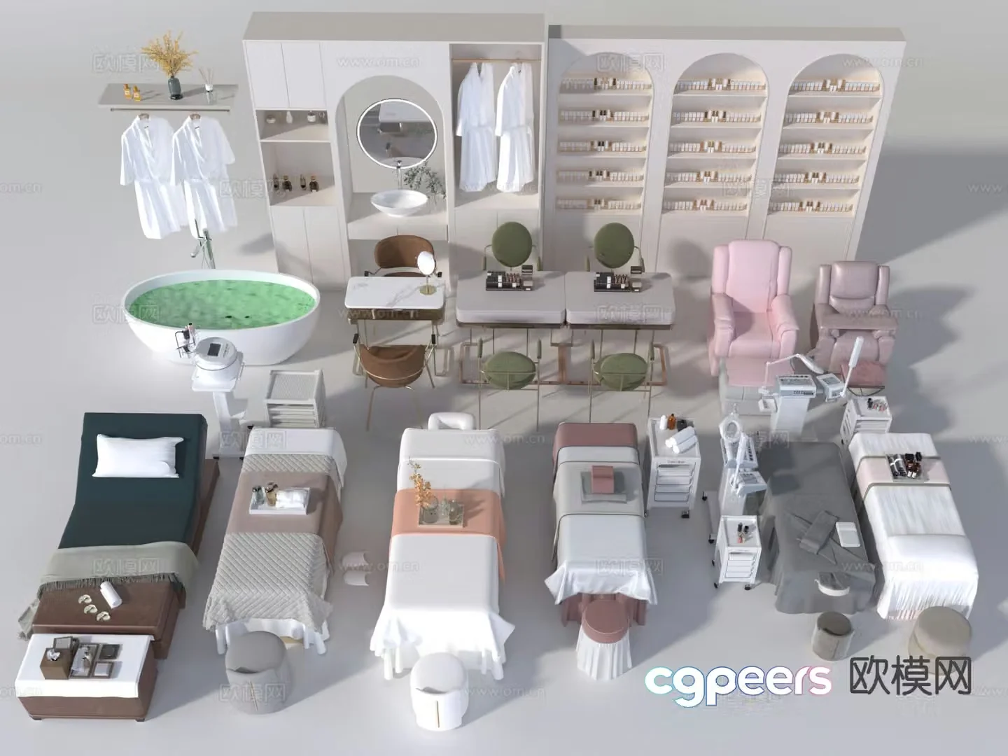 Massage bed beauty bed manicure table and chairs pedicure bed 3D model
