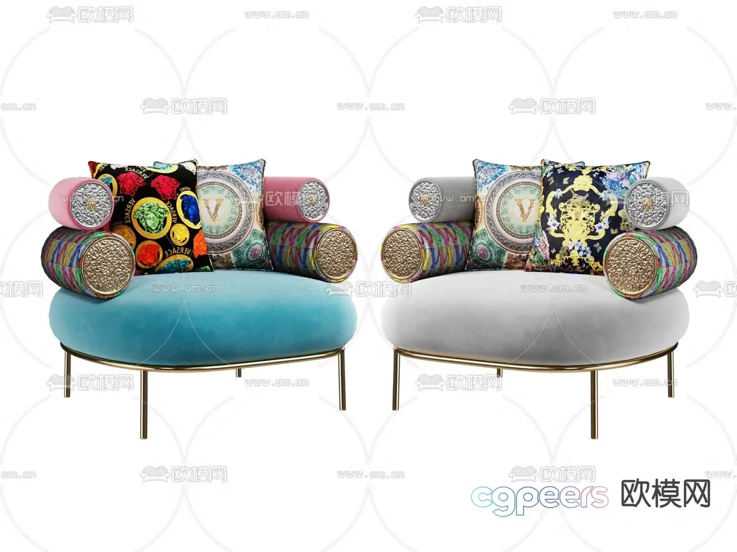 Versace sofa chair leisure chair 3d model