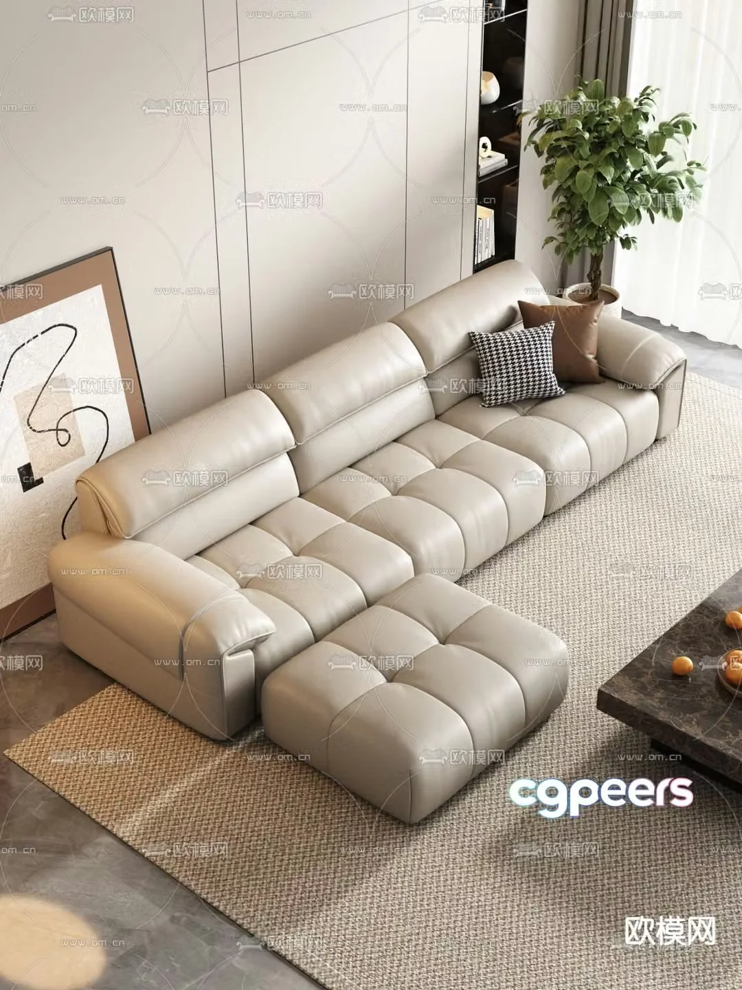 Simple multi-person sofa 3d model