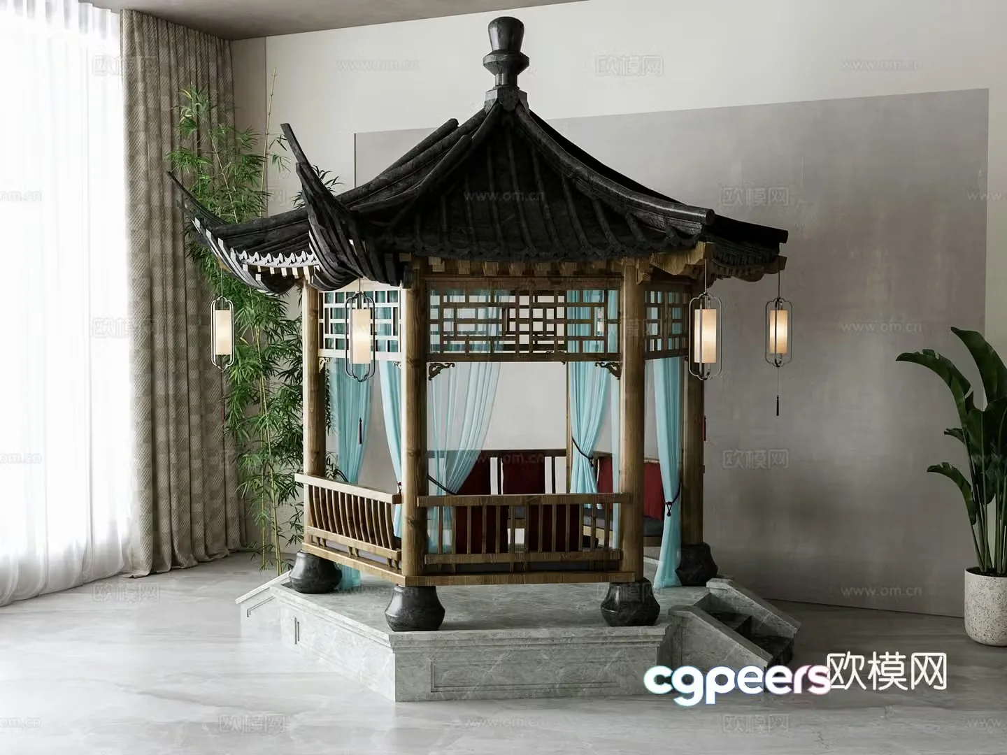 Chinese garden pavilion 3D model