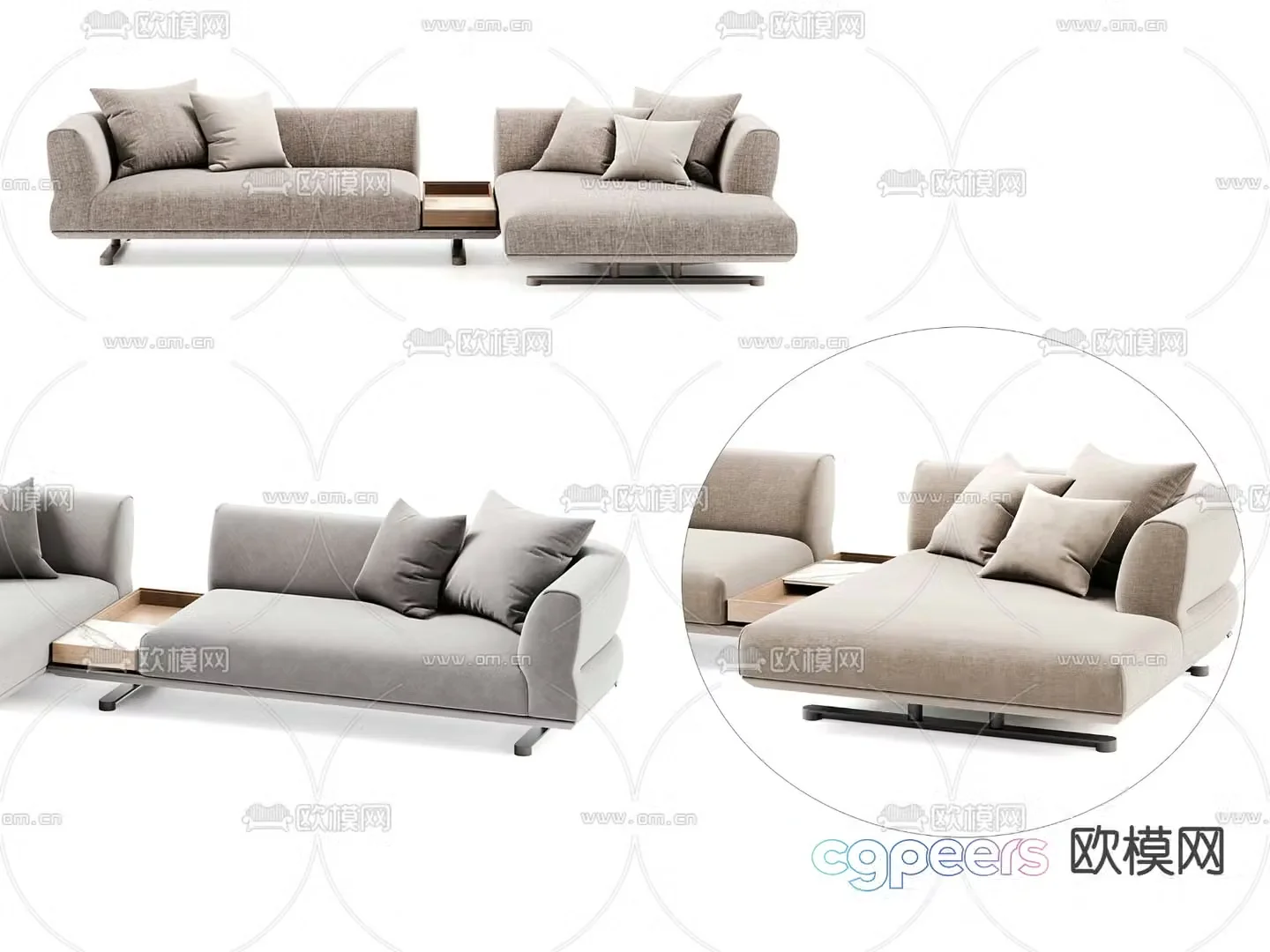 Double sofa upholstered sofa 3d model
