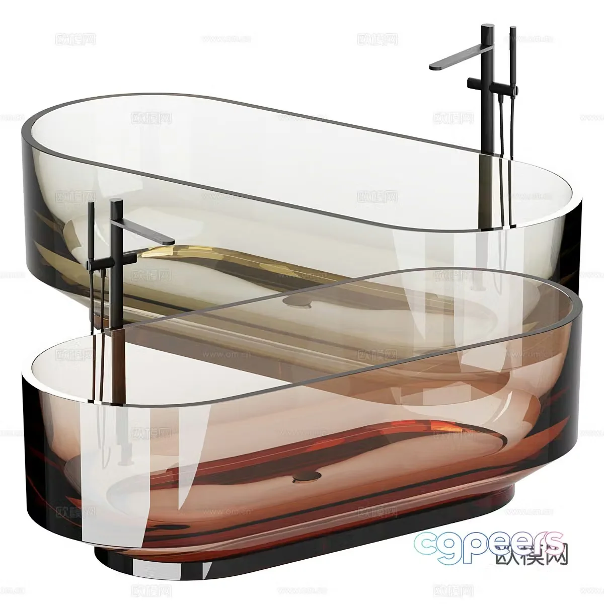 Modern glass bathtub 3d model