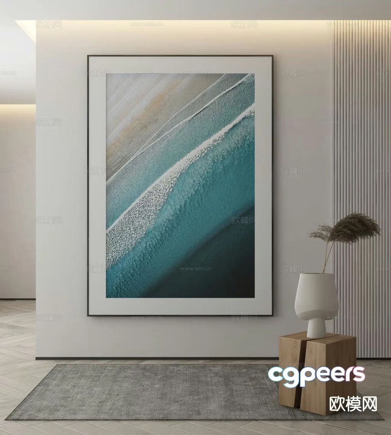 Modern texture painting decorative painting 3d model
