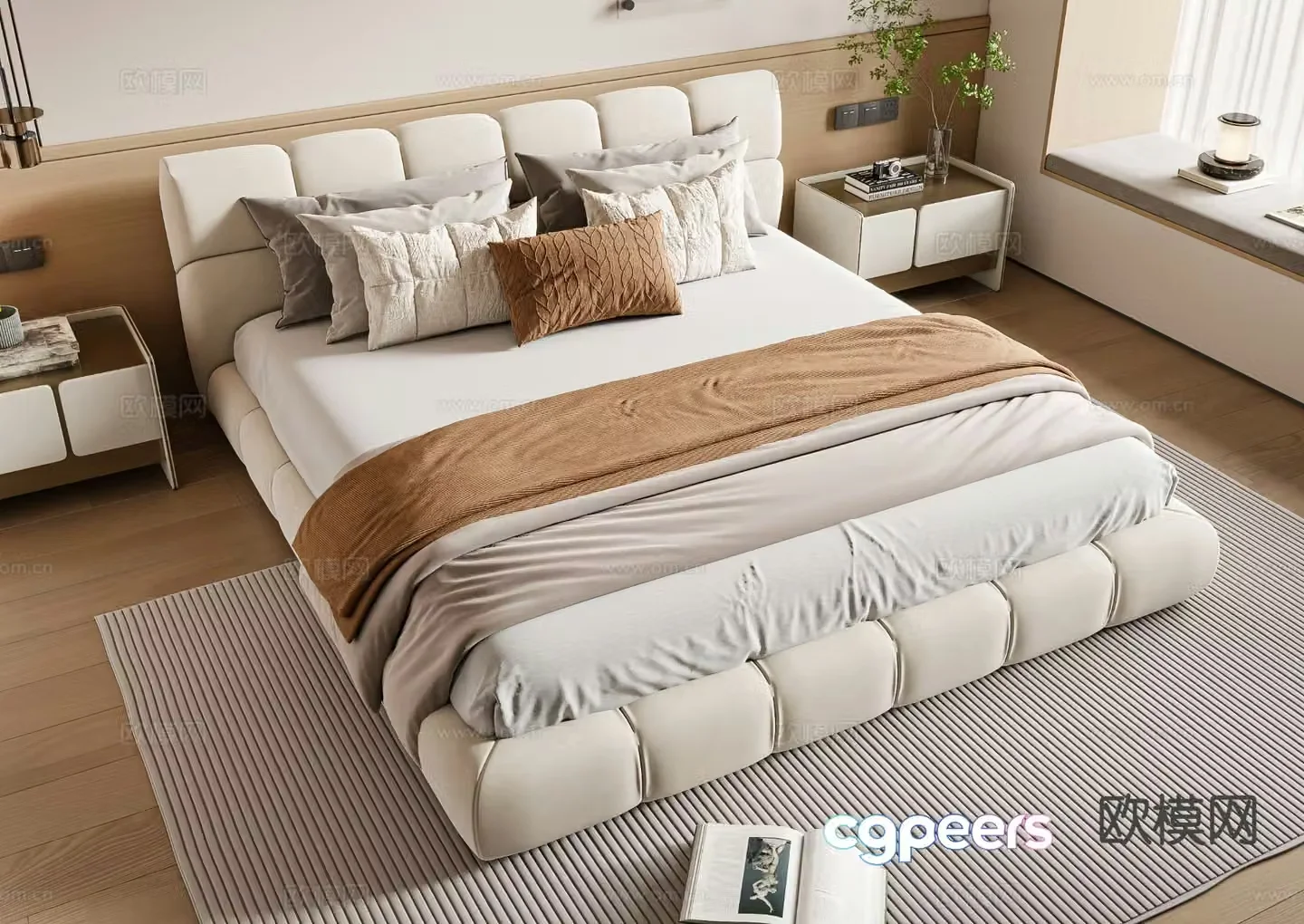 Modern double bed 3d model