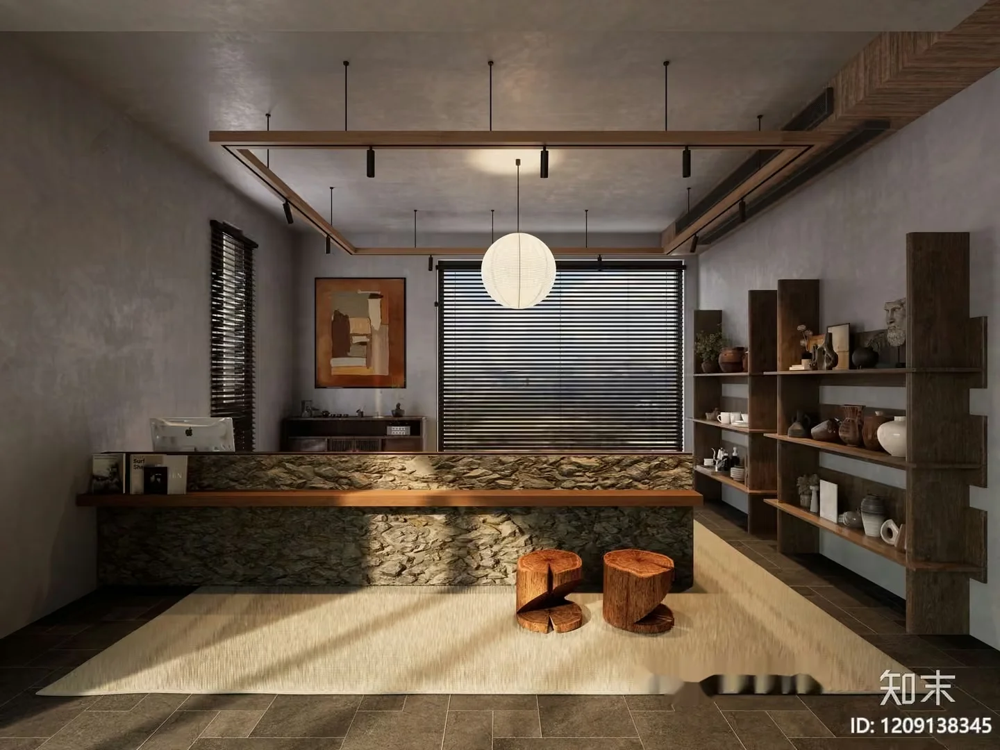 Modern Japanese-Inspired Office 3D Model – 766 – VRAY Render