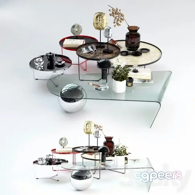 3ds Max Free – Set Sattelan Italia 4 coffee tables