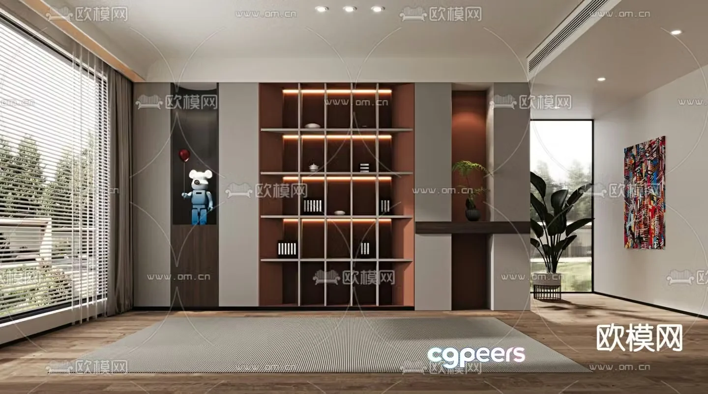 Modern decorative cabinet bookcase 3d model