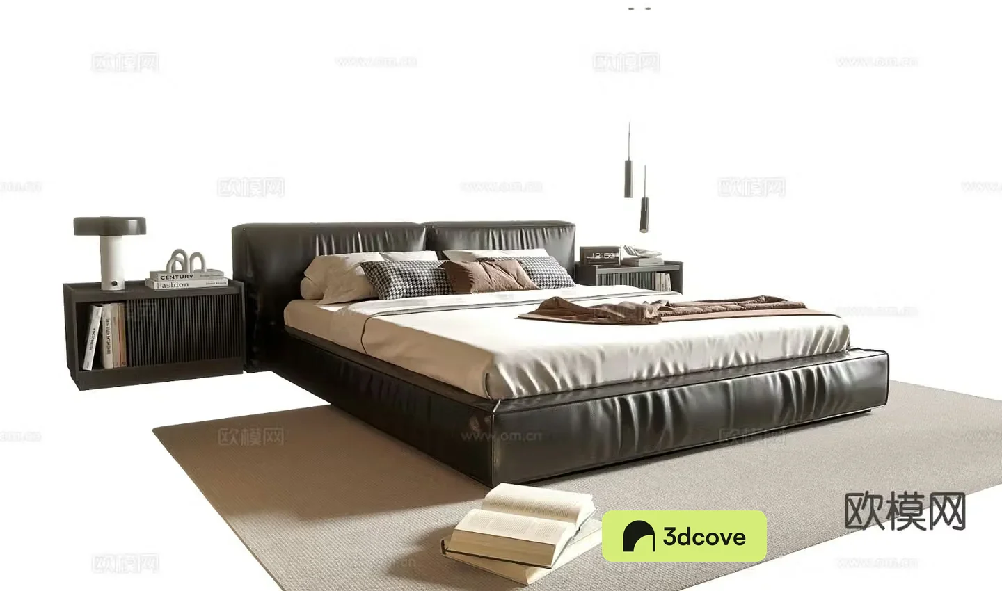 Modern leather double bed