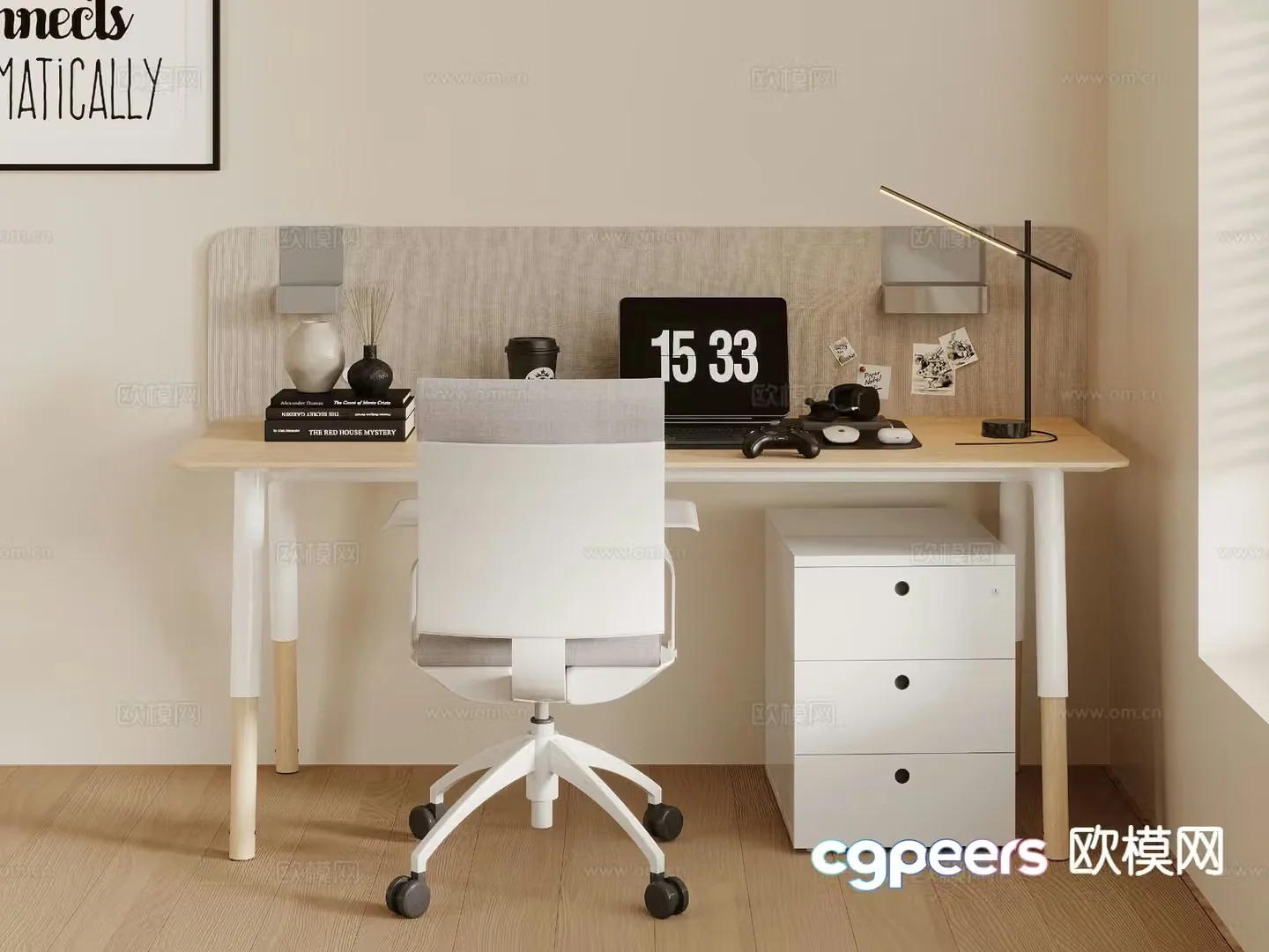 Modern desk computer desk 3d model