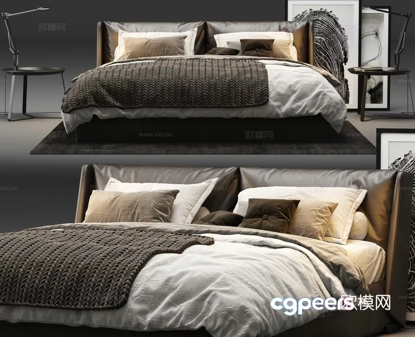 Italian double bed 3d model