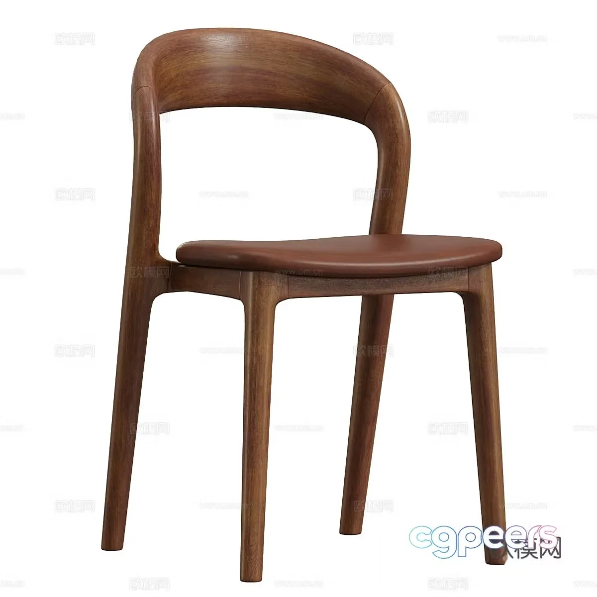 New Chinese leather wooden chair 3d model