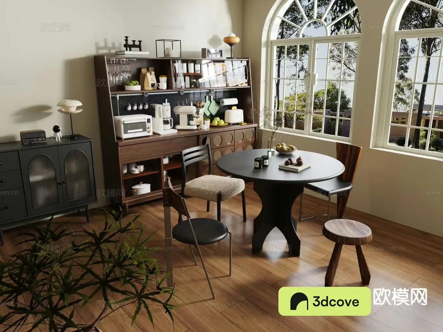 Medieval style round dining table and chairs