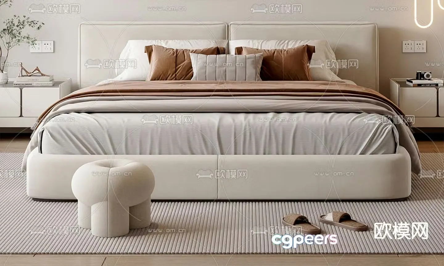 Modern double bed 3d model