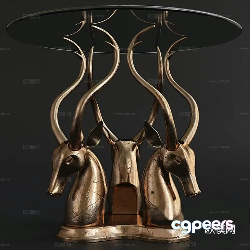 Simple European metal animal coffee table 3D model