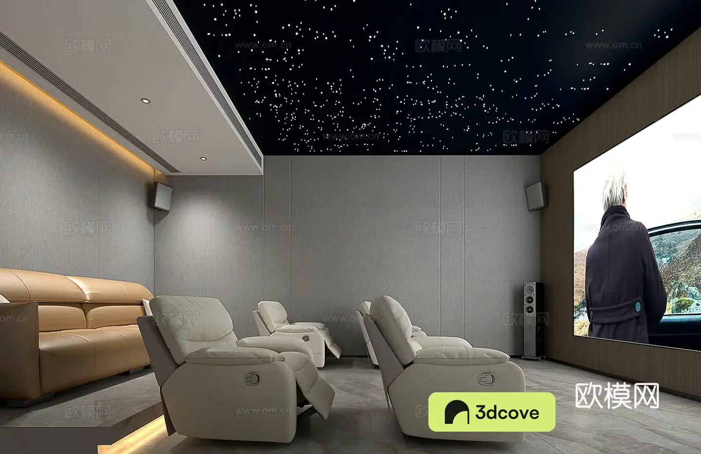 Modern audio and video room Home theater 3d model