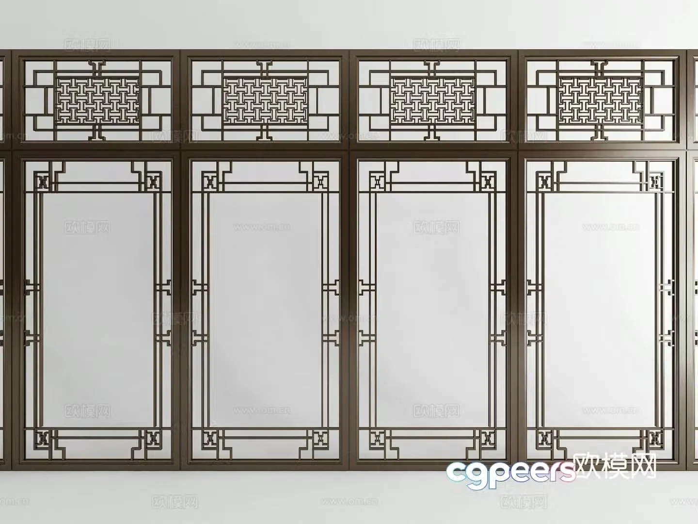 New Chinese style lattice window grille wooden window 3d model